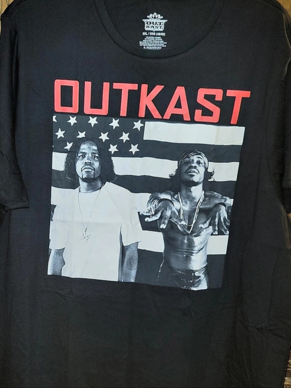 Outkast American Flag Graphic T-Shirt Black & Red 3XL
